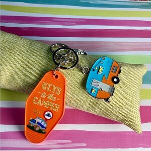 NWOT - Handmade Keychain - Orange/Blue "Keys to the Camper!"  *** 2 for $20!!